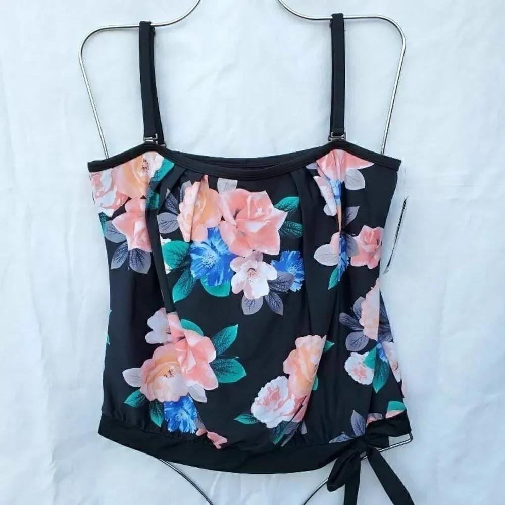 Island Escape Kauai Bloom Blouson Tankini Swim Top